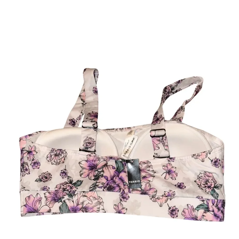 Torrid Curve Bralette And High Waist Panty Set Size 00 M Purple Floral New